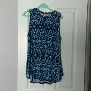 Lane Bryant Navy and Teal Sleeveless swing Tank Top